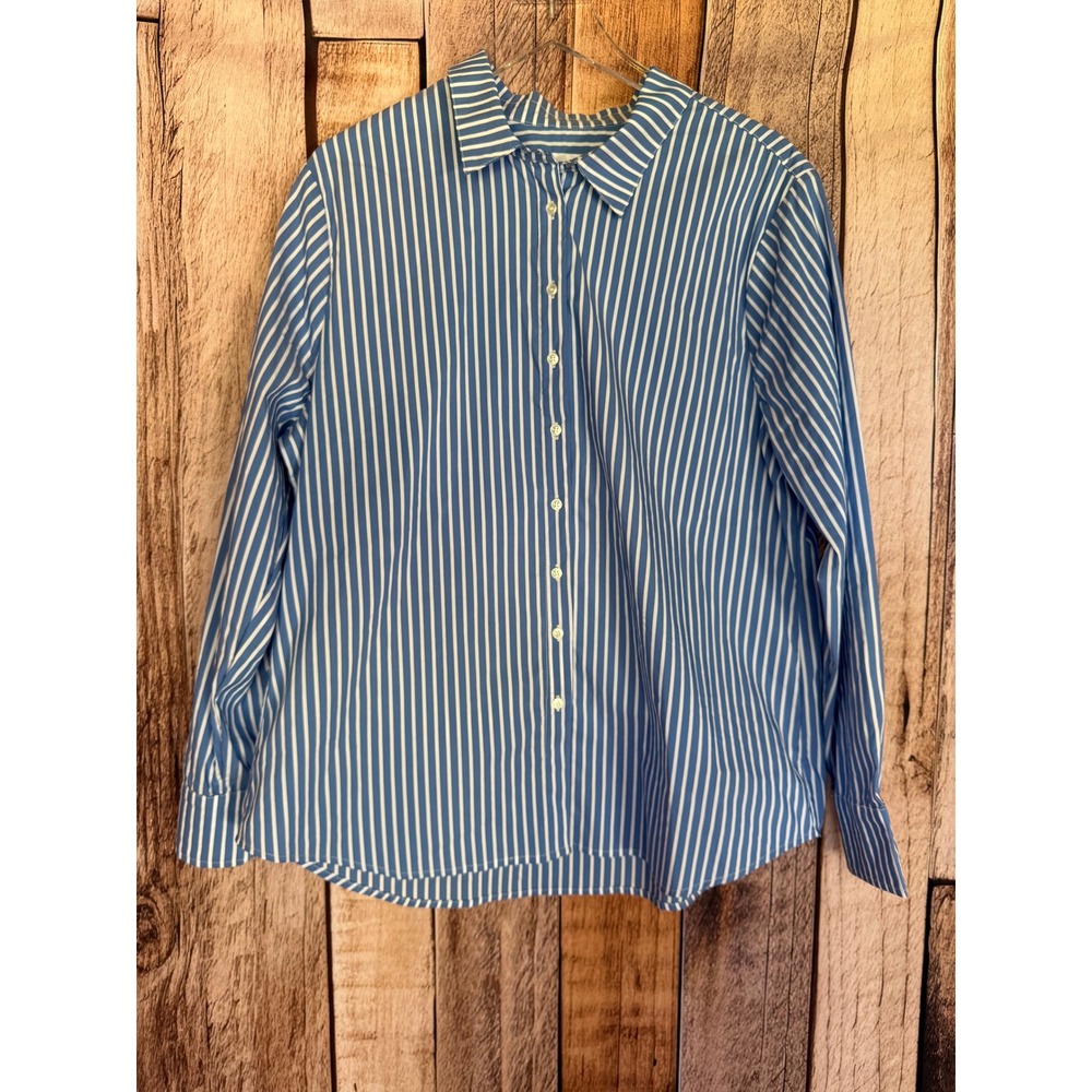 The Shirt Rochelle Behrens Boyfriend Shirt Blue White Stripe Minimalist XL NWT